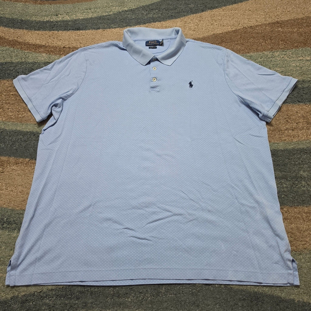 Polo Ralph Lauren Polo Shirt XXL Blue Micro Dot Classic Fit - Picture 2 of 9